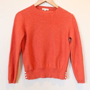 ALEX MILL cotton linen sweater coral orange spring lightweight preppy XS beach